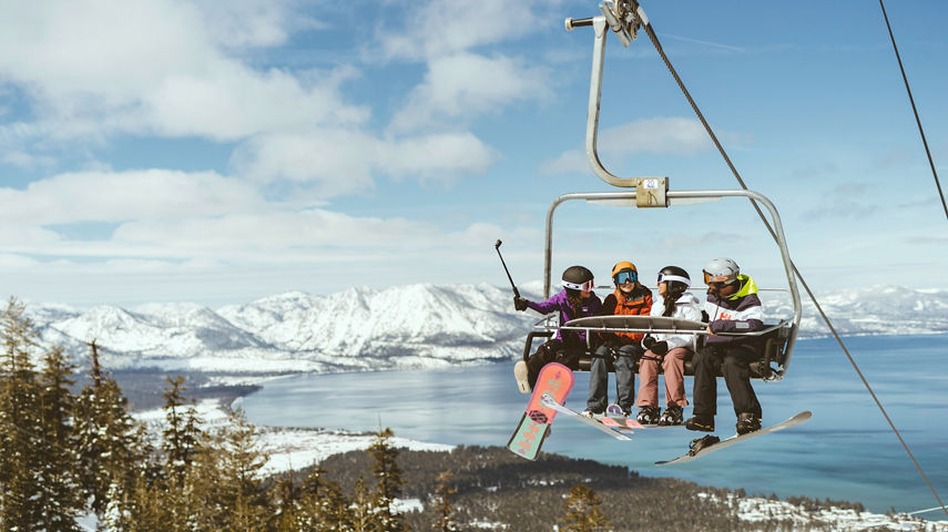 Friends skiing in Heavenly, CA.