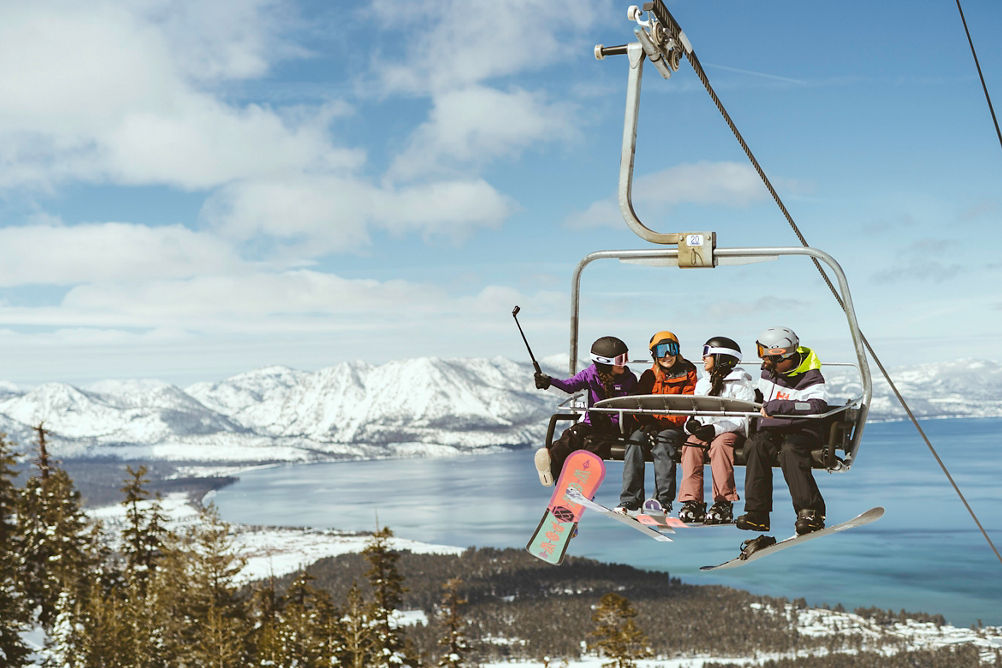 Friends skiing in Heavenly, CA.