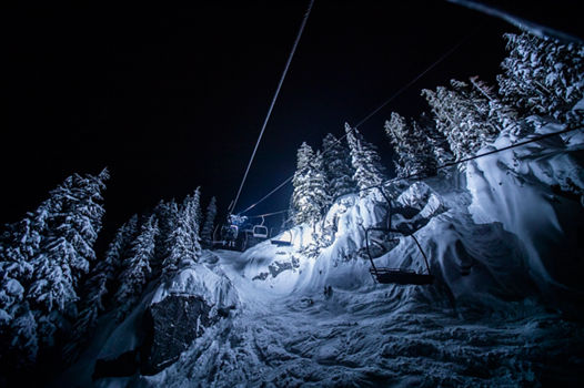 Tye Mill Chairlift Operating at Night at Stevens Pass