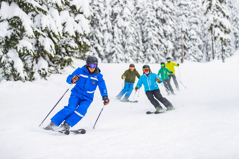 Adult Group Turns Ski and Ride School at Stevens Pass