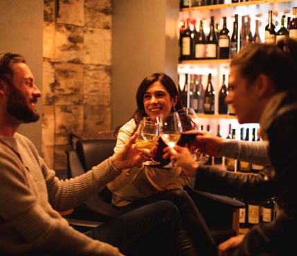 Friends Drinking Wine at Cork Wine Bar at Stowe