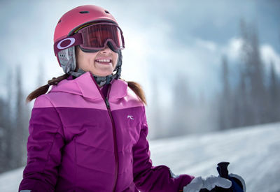 Girl skiing on family ski trip in Beaver Creek, CO