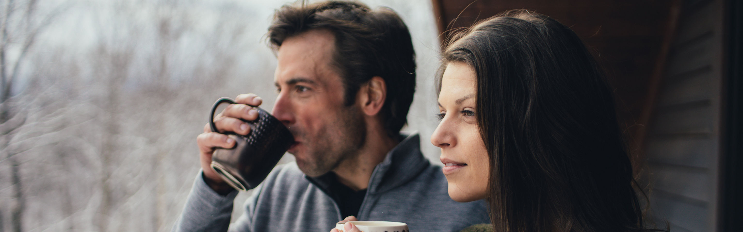 Couple At Home Drinking Coffee at Stowe