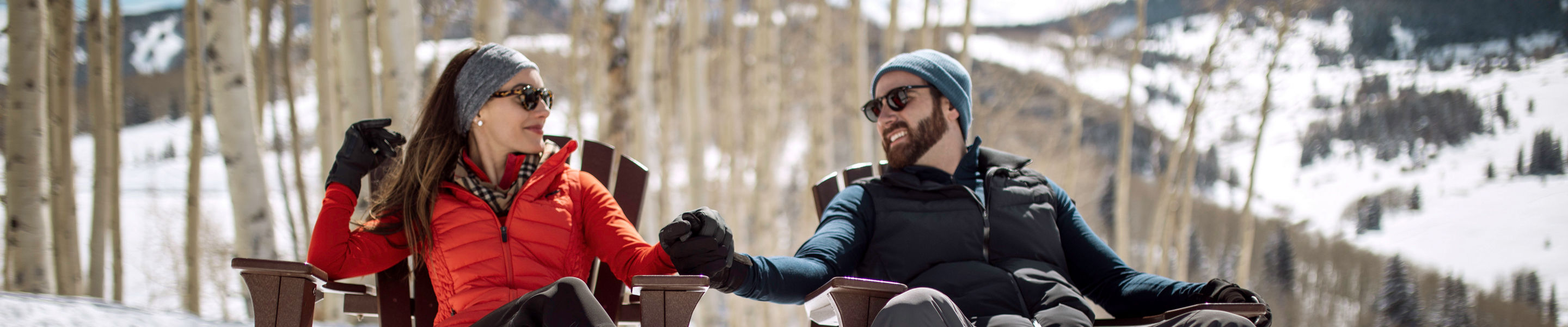 Couple snowshoeing in Beaver Creek, CO