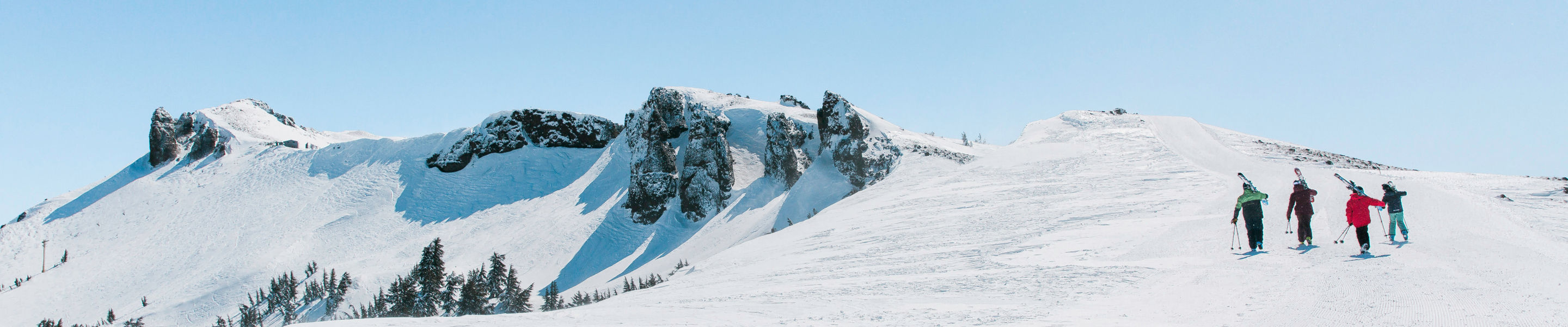 Family skiing in Kirkwood, CA.