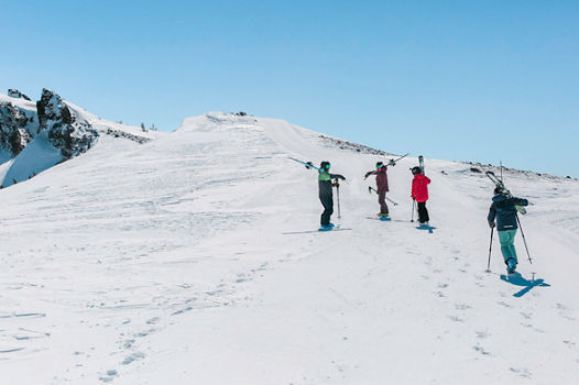 Family skiing in Kirkwood, CA.