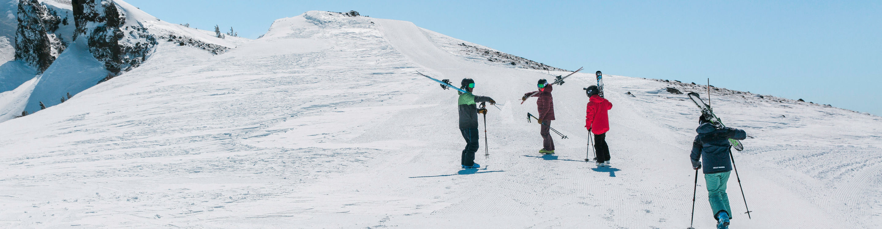 Family skiing in Kirkwood, CA.