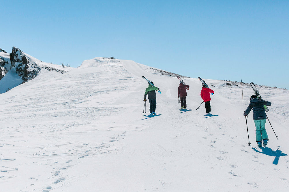 Family skiing in Kirkwood, CA.
