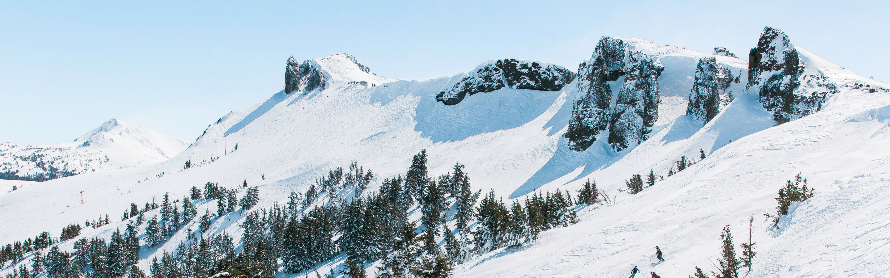 Family skiing in Kirkwood, CA.