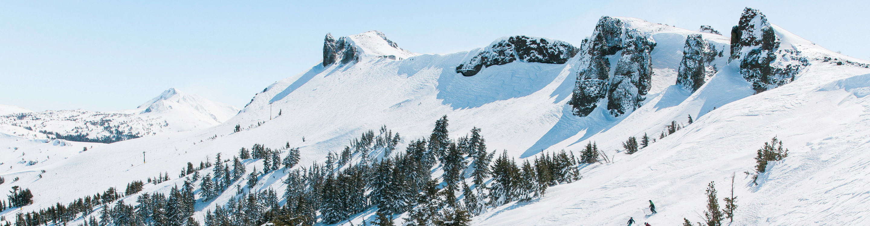 Family skiing in Kirkwood, CA.
