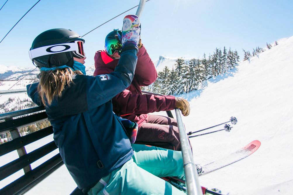 Family skiing in Kirkwood, CA.