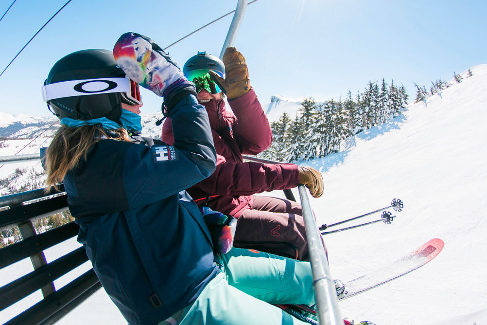Family skiing in Kirkwood, CA.