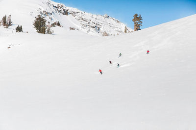 Family skiing in Kirkwood, CA.