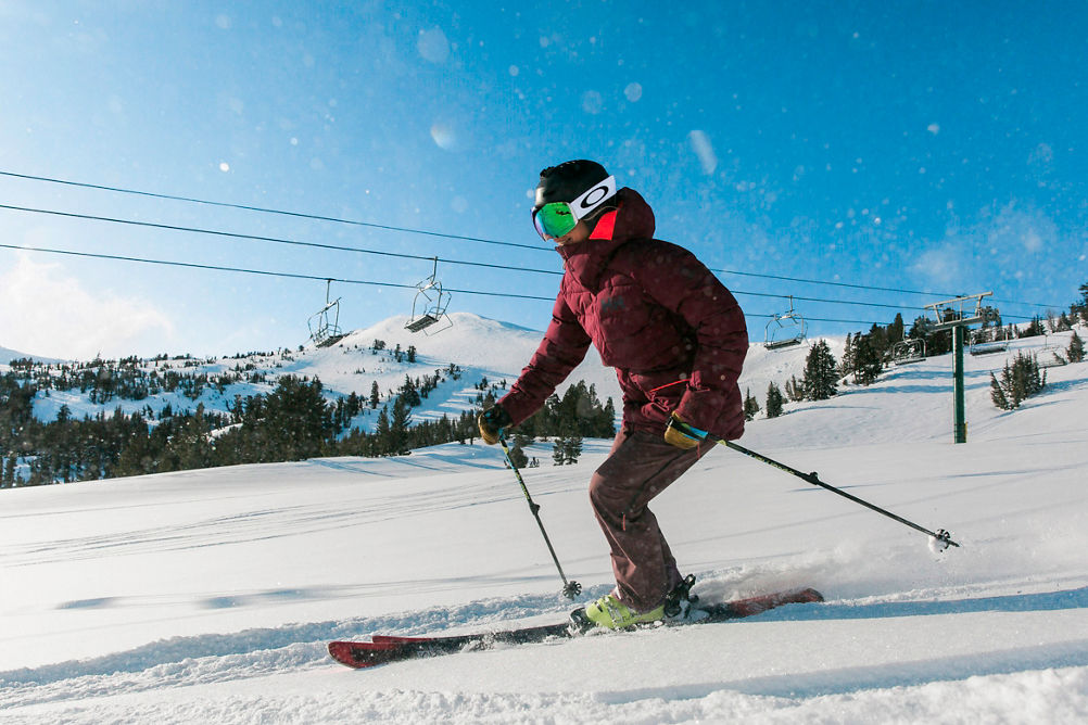 Family skiing in Kirkwood, CA.