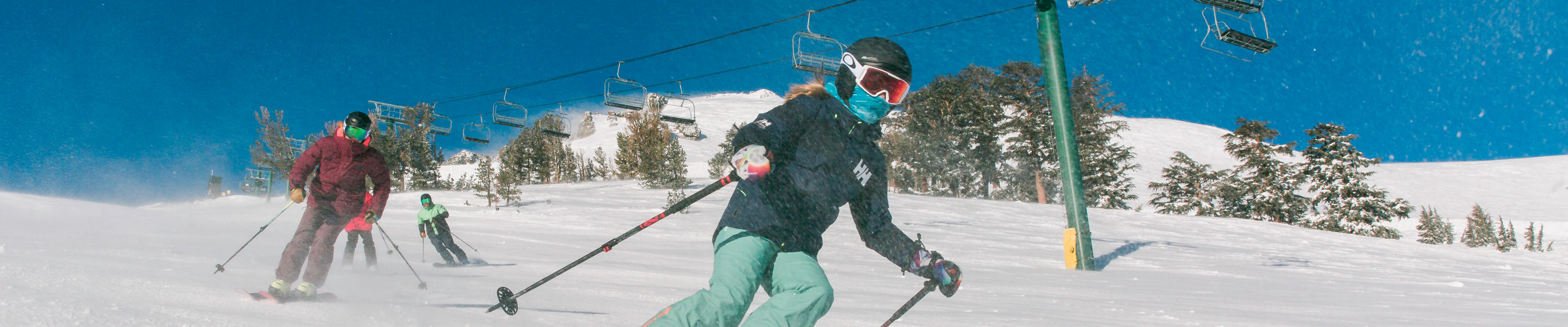 Family skiing in Kirkwood, CA.