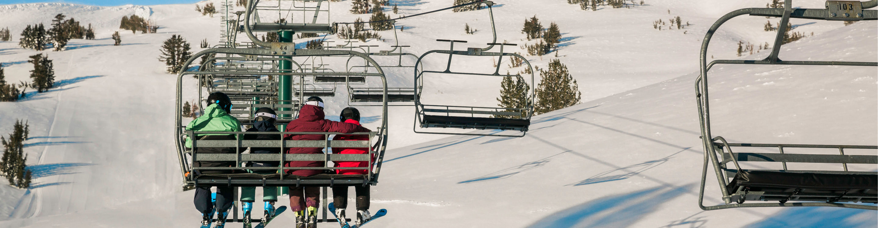 Family skiing in Kirkwood, CA.