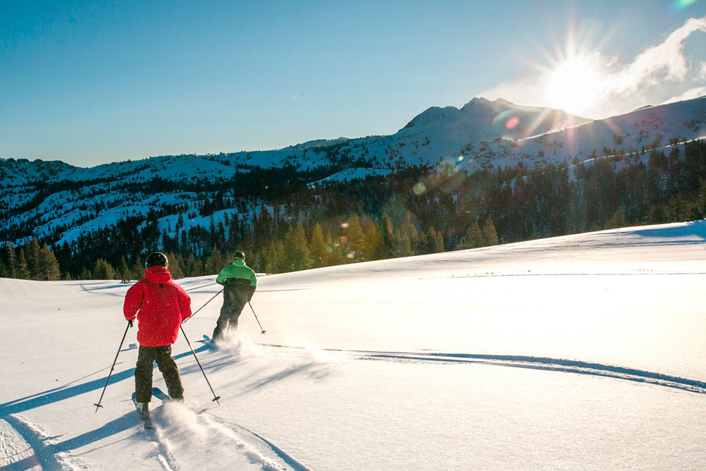 Family skiing in Kirkwood, CA.