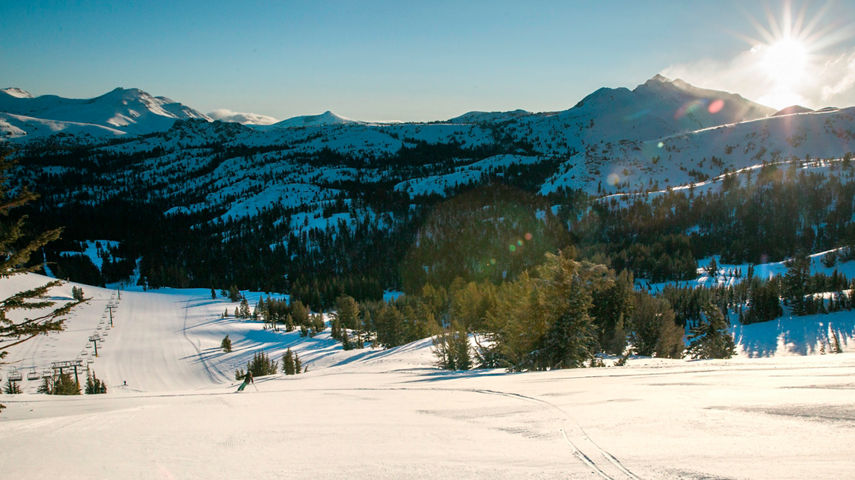 Family skiing in Kirkwood, CA.