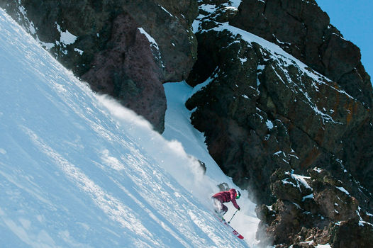 Family skiing in Kirkwood, CA.
