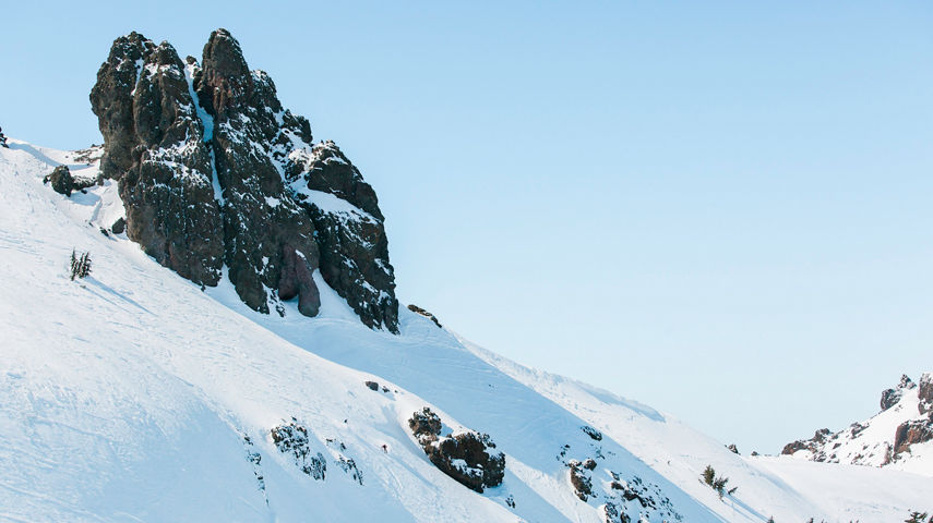 Family skiing in Kirkwood, CA.