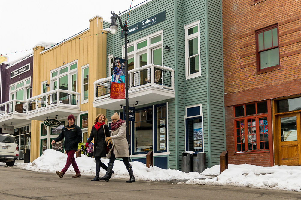People walking through Town in Park City