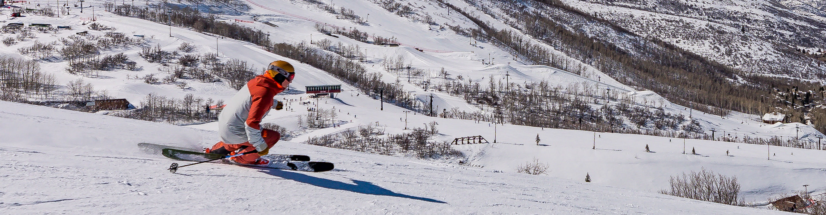 Skiing on a bluebird day at Park City