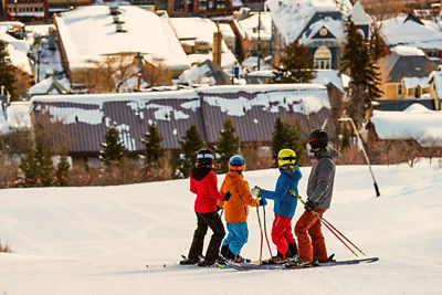 Family looking over town at Park City