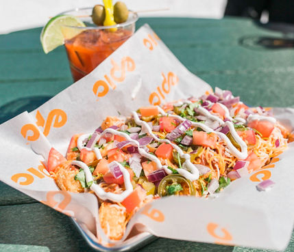 Food and Drinks from Snowshoe Thompson's at Kirkwood, CA.