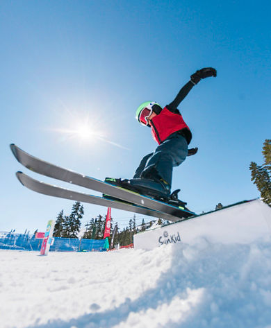 Family learning to ski in Kirkwood, CA.
