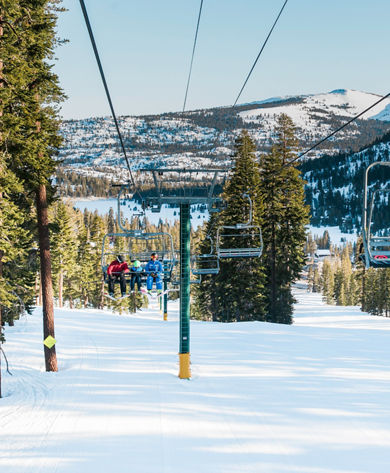 Family learning to ski in Kirkwood, CA.