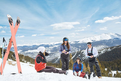 Friends enjoy spring riding at Breck