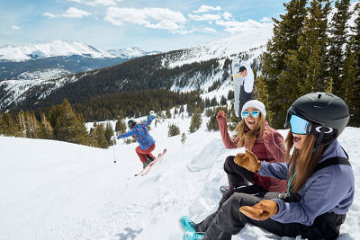 Friends enjoy spring riding at Breck