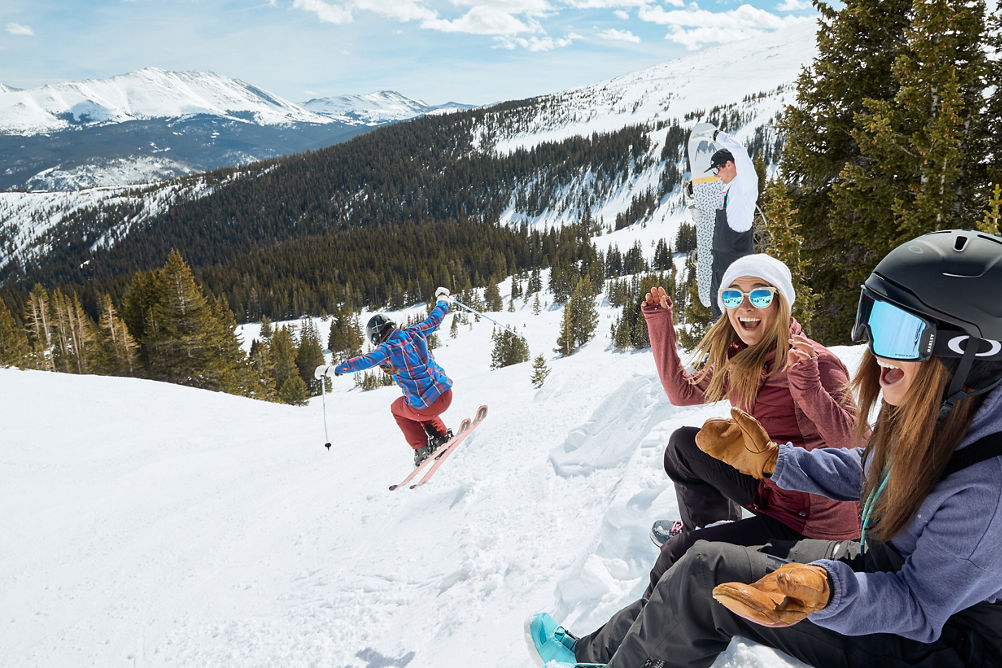 Friends enjoy spring riding at Breck