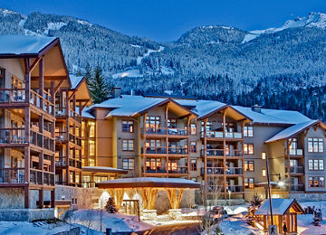 Exterior of a Snow Covered Evolution Condo Building at Whistler Blackcomb Mountain Resort
