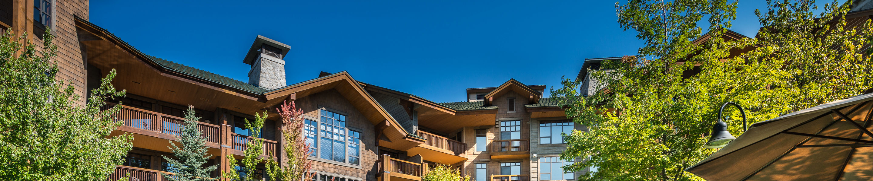 Outdoor Pool at Condo on Sunny Day at Whistler Blackcomb Mountain Resort
