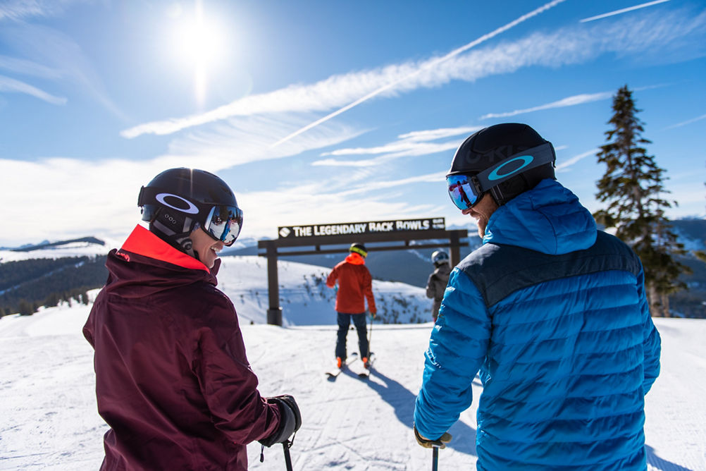 Skiing and Riding in the Back Bowls in Vail, CO