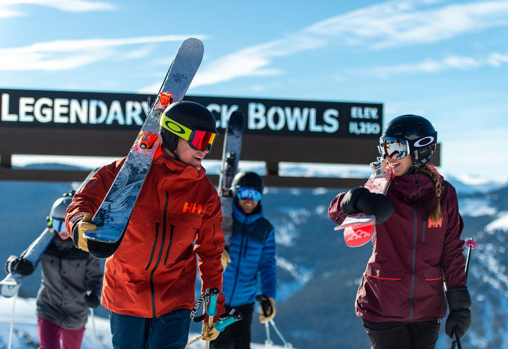 Skiing and Riding in the Back Bowls in Vail, CO