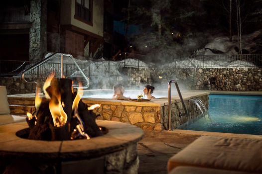 Couple Enjoys the Hot Tub at the Osprey in Beaver Creek, CO