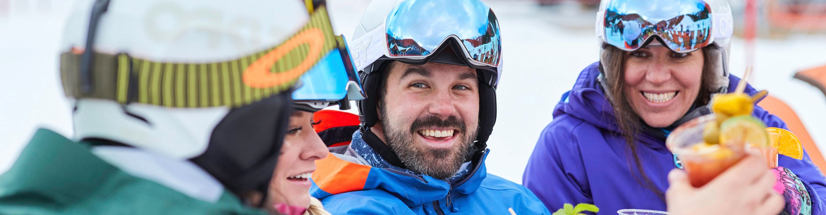 Friends eating after skiing in Keystone, CO.