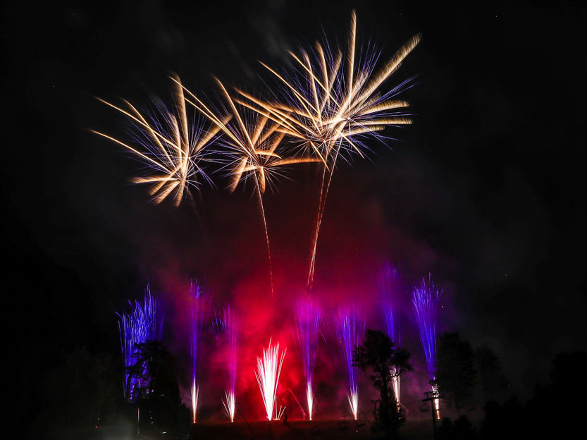 Fireworks on top of mountain for food trucks and fireworks
