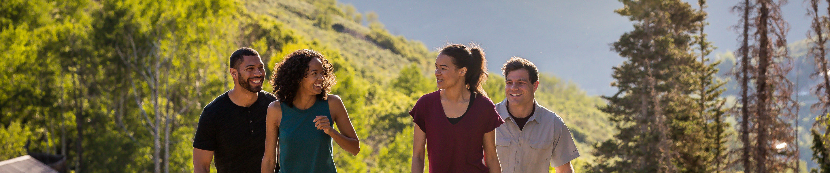 Friends hiking during summer at Park City