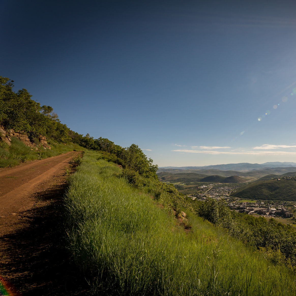 A summer view of hiking paths at Park City