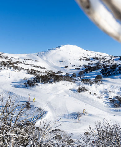Mt Perisher and Back Perisher Mountain on a beautiful Blue Bird day. 