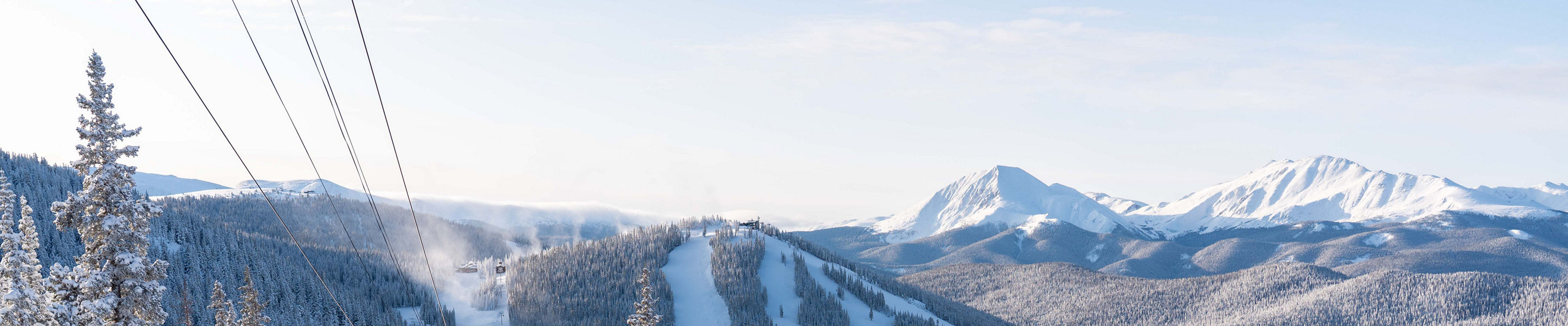 Scenic views with blue skies after fresh snowfall in Keystone, CO.