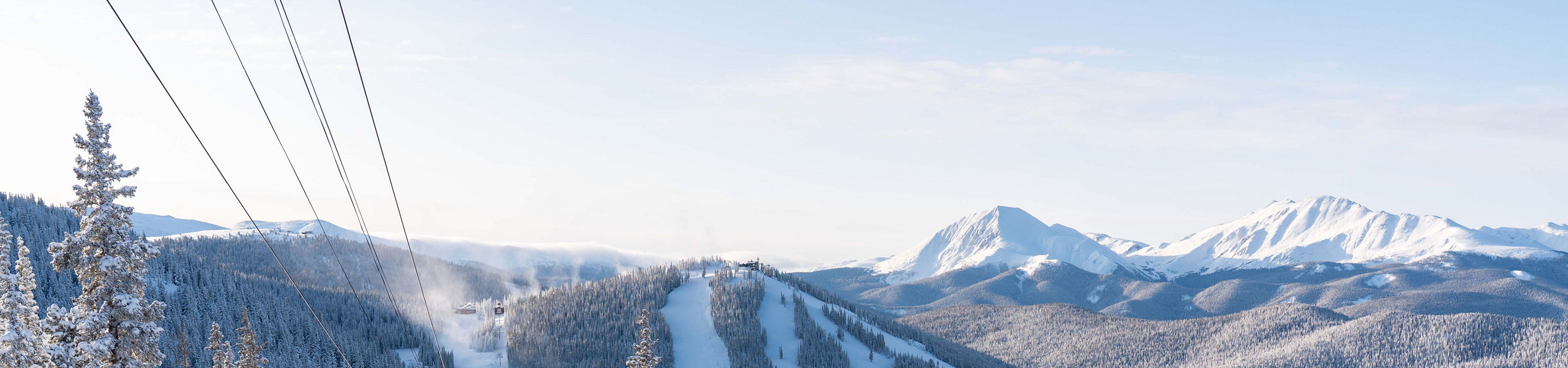 Scenic views with blue skies after fresh snowfall in Keystone, CO.