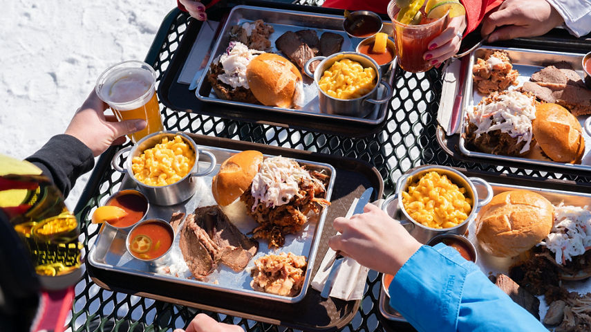 Friends enjoy lunch at Labonte's BBQ in Keystone, CO.