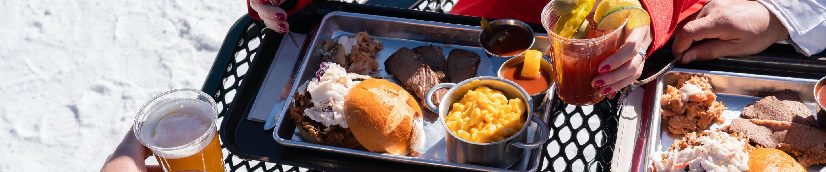 Friends enjoy lunch at Labonte's BBQ in Keystone, CO.