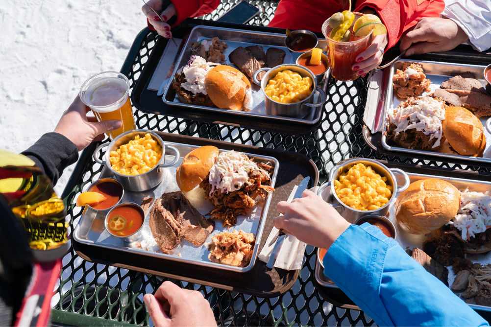 Friends enjoy lunch at Labonte's BBQ in Keystone, CO.
