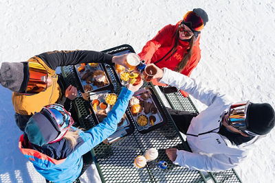 Friends enjoy lunch at Labonte's BBQ in Keystone, CO.