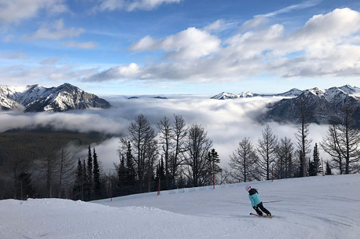 Woman Skiing at Nakiska British Columbia